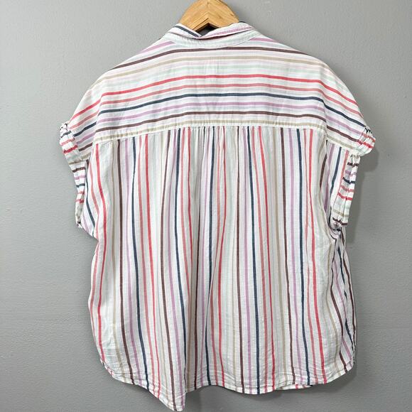 GAP Drapey Relaxed Shirt Size XL Striped Coastal Beach‎ Rainbow Summercore Retro - Picture 7 of 11